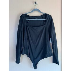 NWT Banana Republic Soft Stretch Long Sleeve Square Neck Bodysuit Black XL